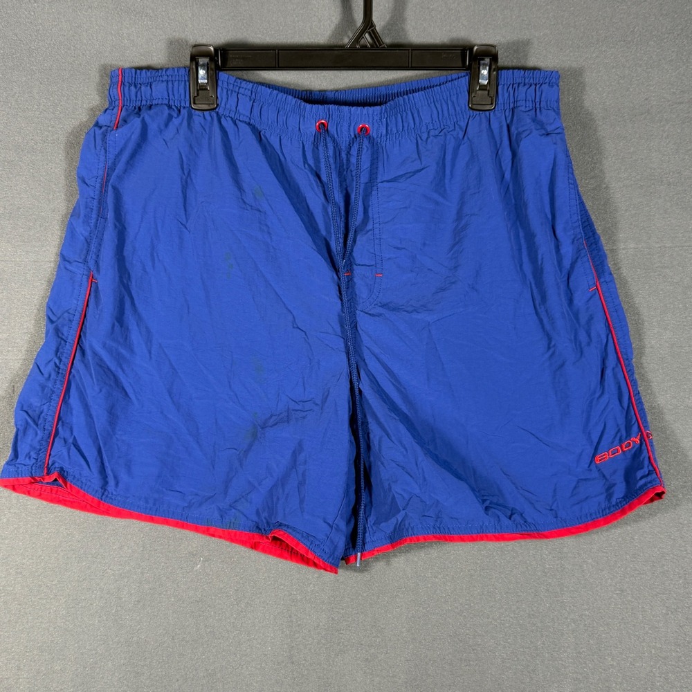 Body Glove Swim Trunks Mens M Blue Red Logo Mesh Lined Board Shorts Athletic